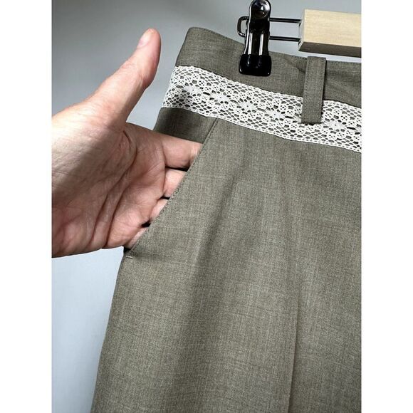 ROBERT RODRIGUEZ Women's Lace Trim Clam Digger Trouser Pants Tan Size 6 - Picture 6 of 12